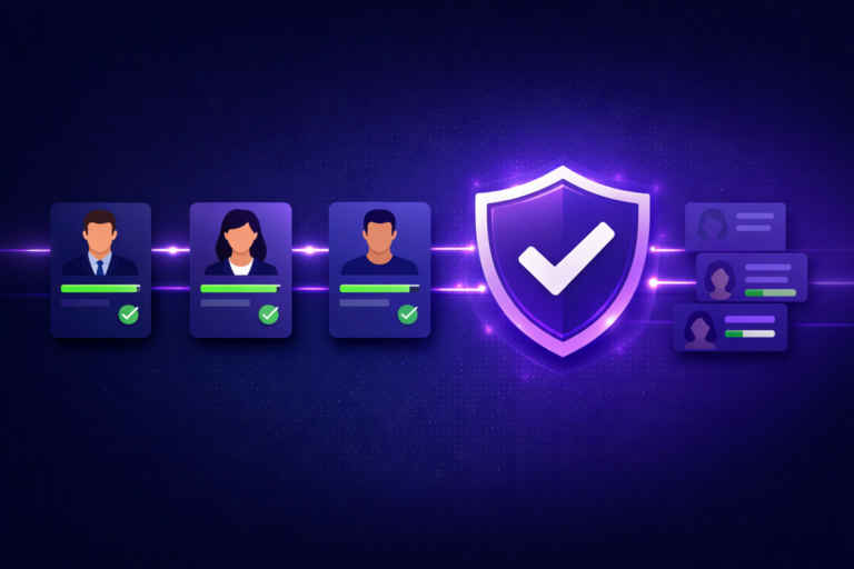 iCIMS background check integration workflow showing candidate profiles connected to verification status and approval indicators