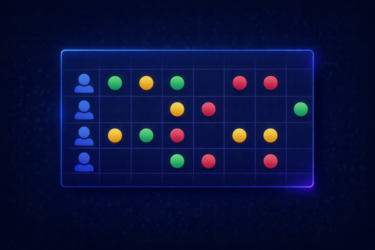 monday.com workload view setup showing team capacity across a weekly calendar with color-coded workload indicators for task distribution.